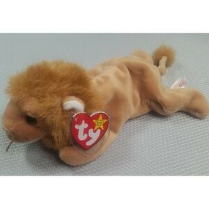 RARE Roary the Lion TY Beanie Baby 1996 Original With Errors And PVC Pellets